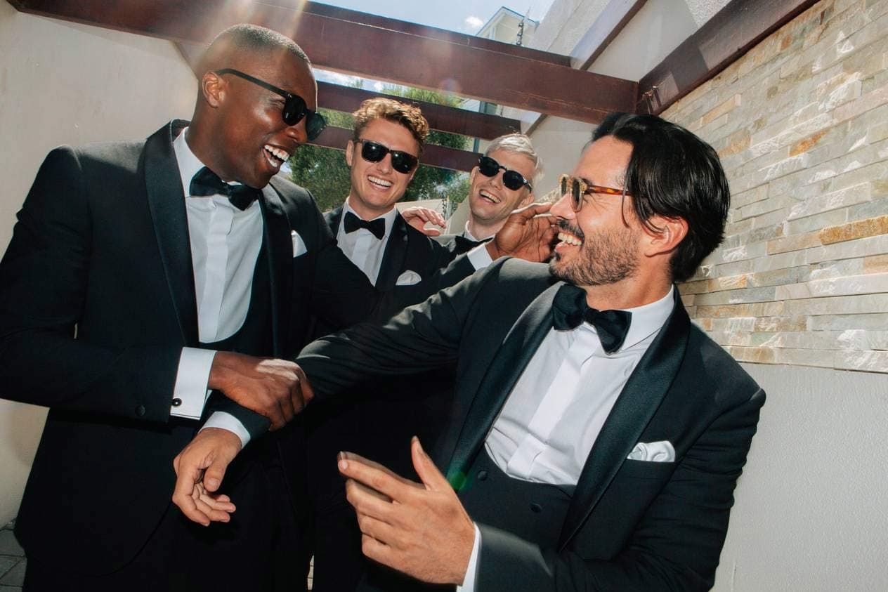 Groom and his party in tuxedo from Rathbones Tailor