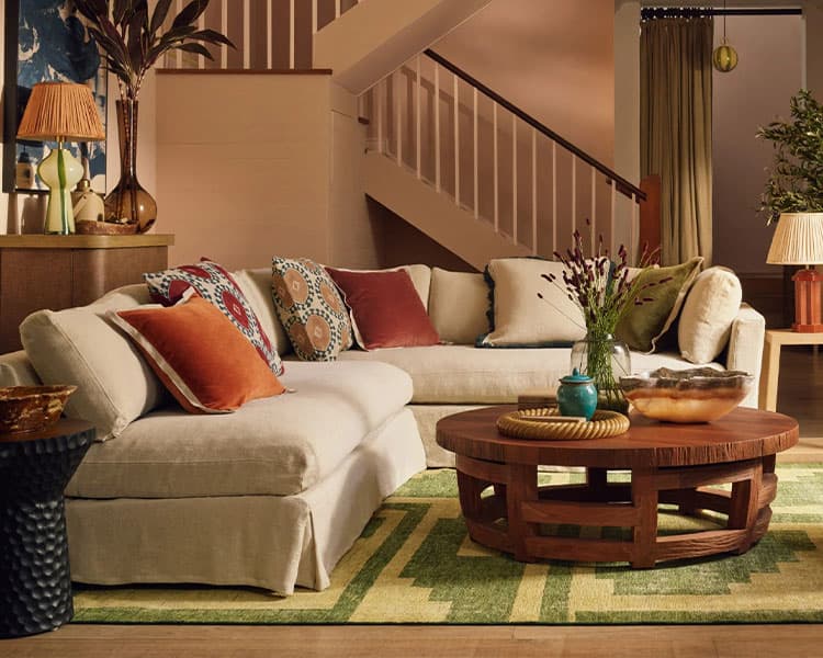 A living room with stylish homeware from OKA