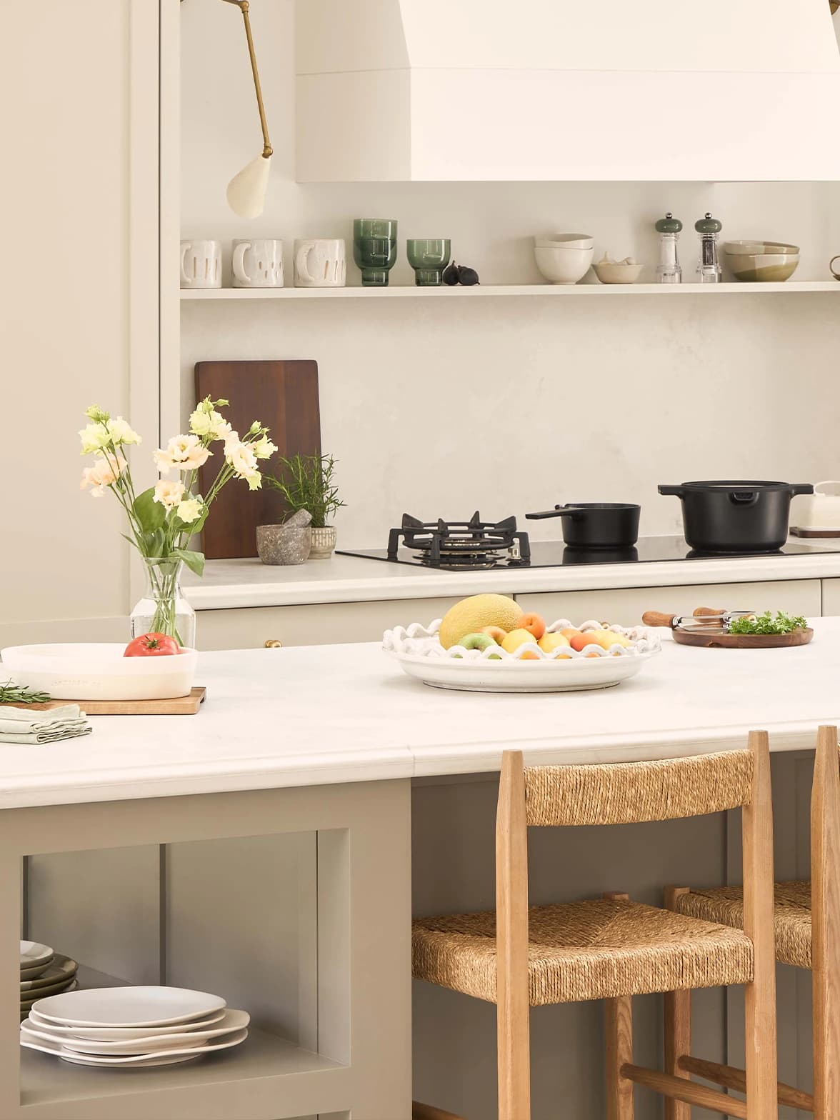 A modern kitchen with wedding gifts