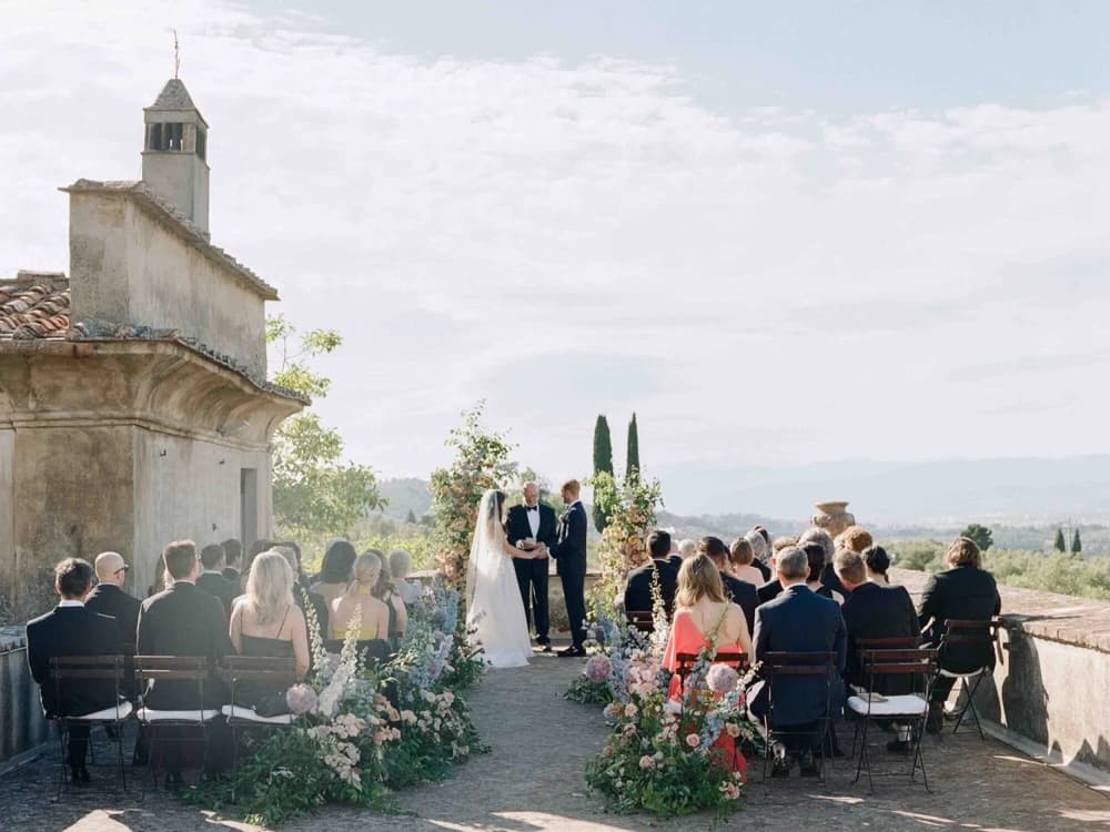 A destination wedding ceremony at Villa Medicea di Lilliano in Florence
