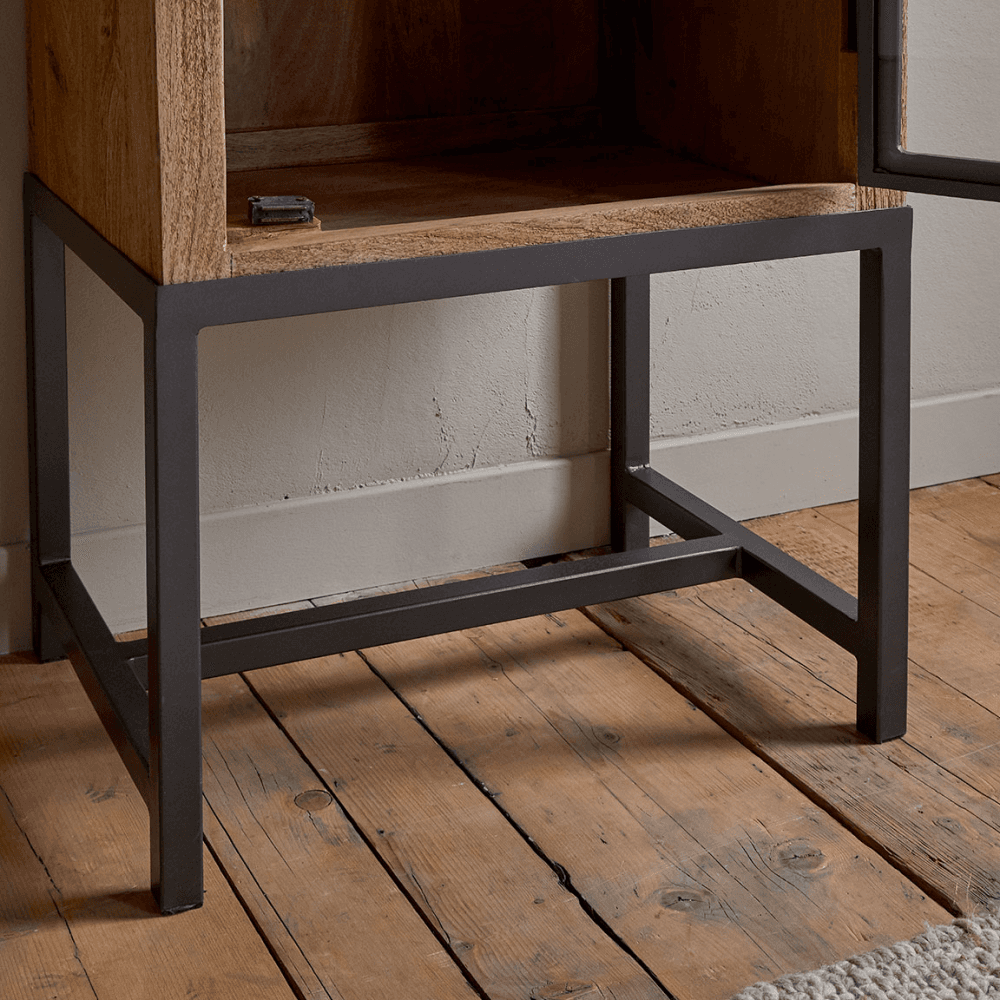 Nivri Mango Wood & Iron Tall Cabinet, Black