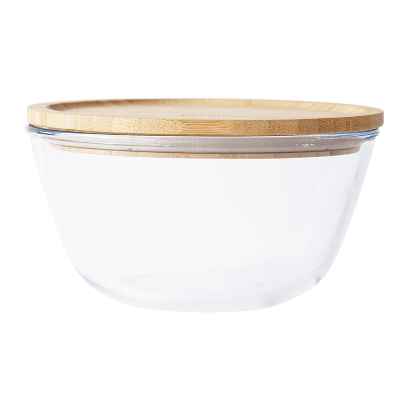 Glass Bowl With Bamboo Lid