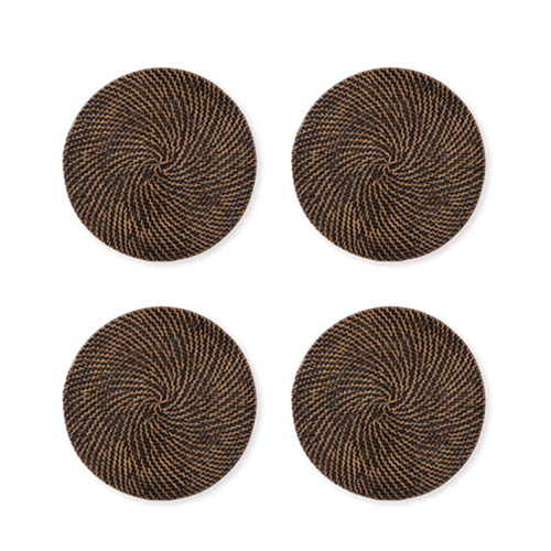 Image showing the Wittering Rattan Set of 4 Round Placemats, Antique Brown product.