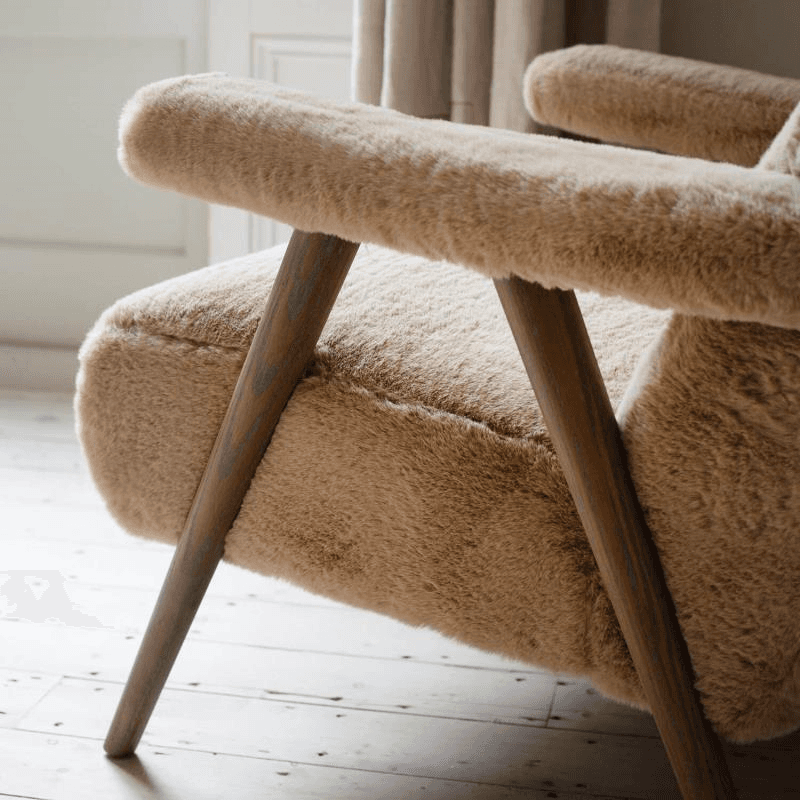 Grayson Faux Sheepskin Chair, Taupe