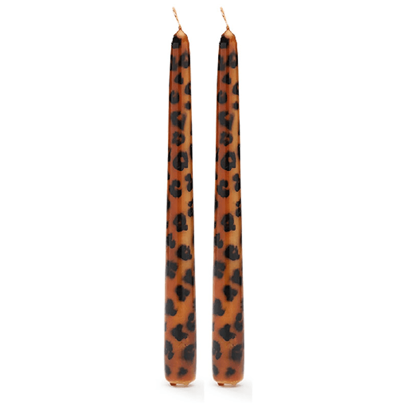 Leopard Set of 2 Candles, Brown