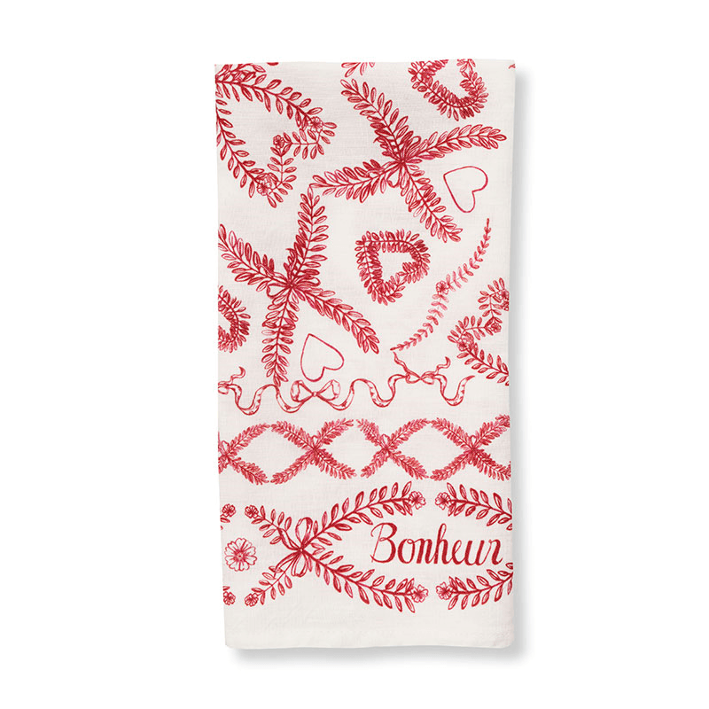Amour Bonheur Linen Napkin, Red