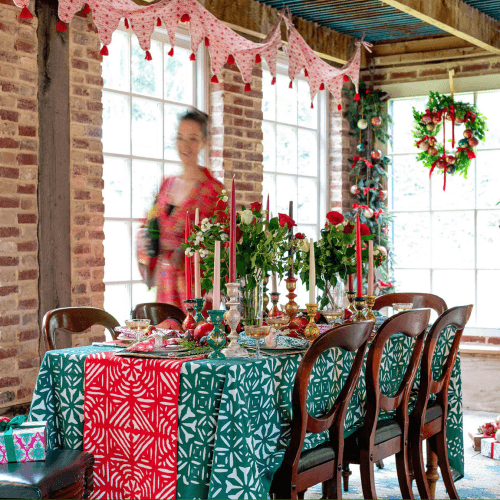 Image showing the Malaika Applique Tablecloth product.