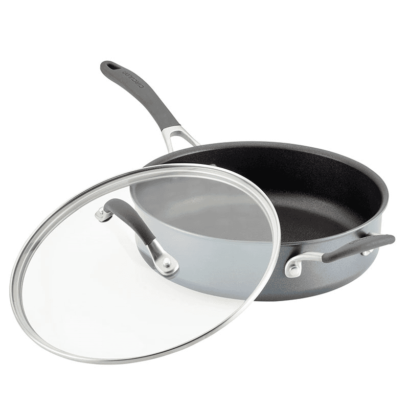 A1 ScratchDefense Non-Stick Saute Pan with Lid, Grey