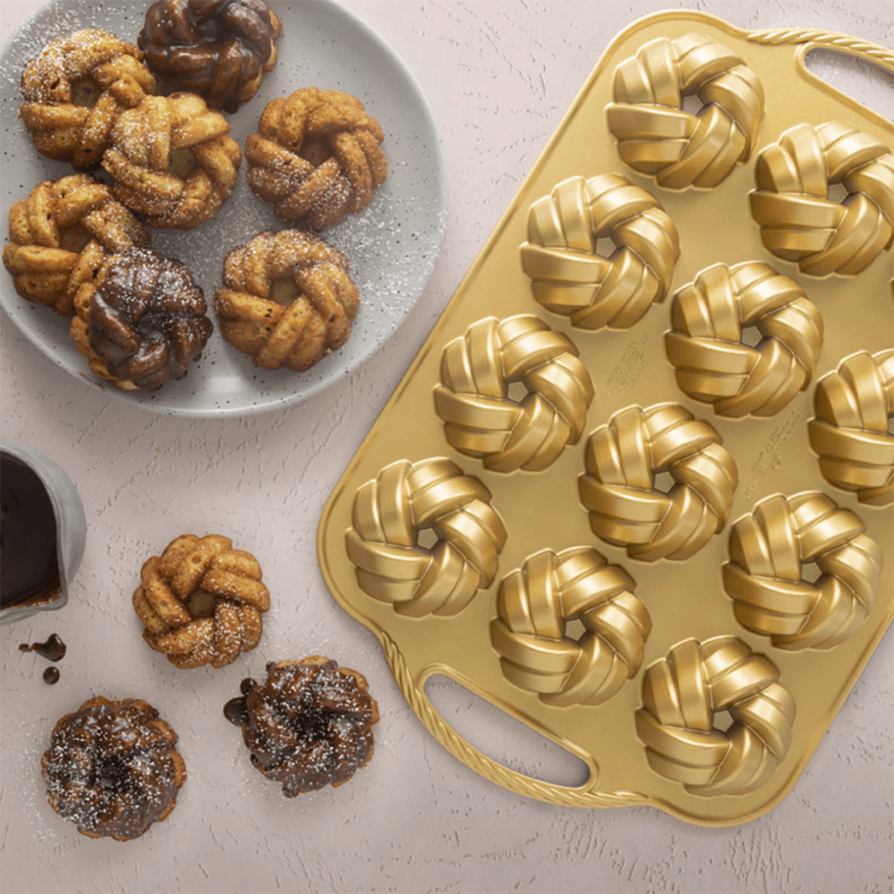 Premier Cast Mini Braided Bundt Pan, Gold