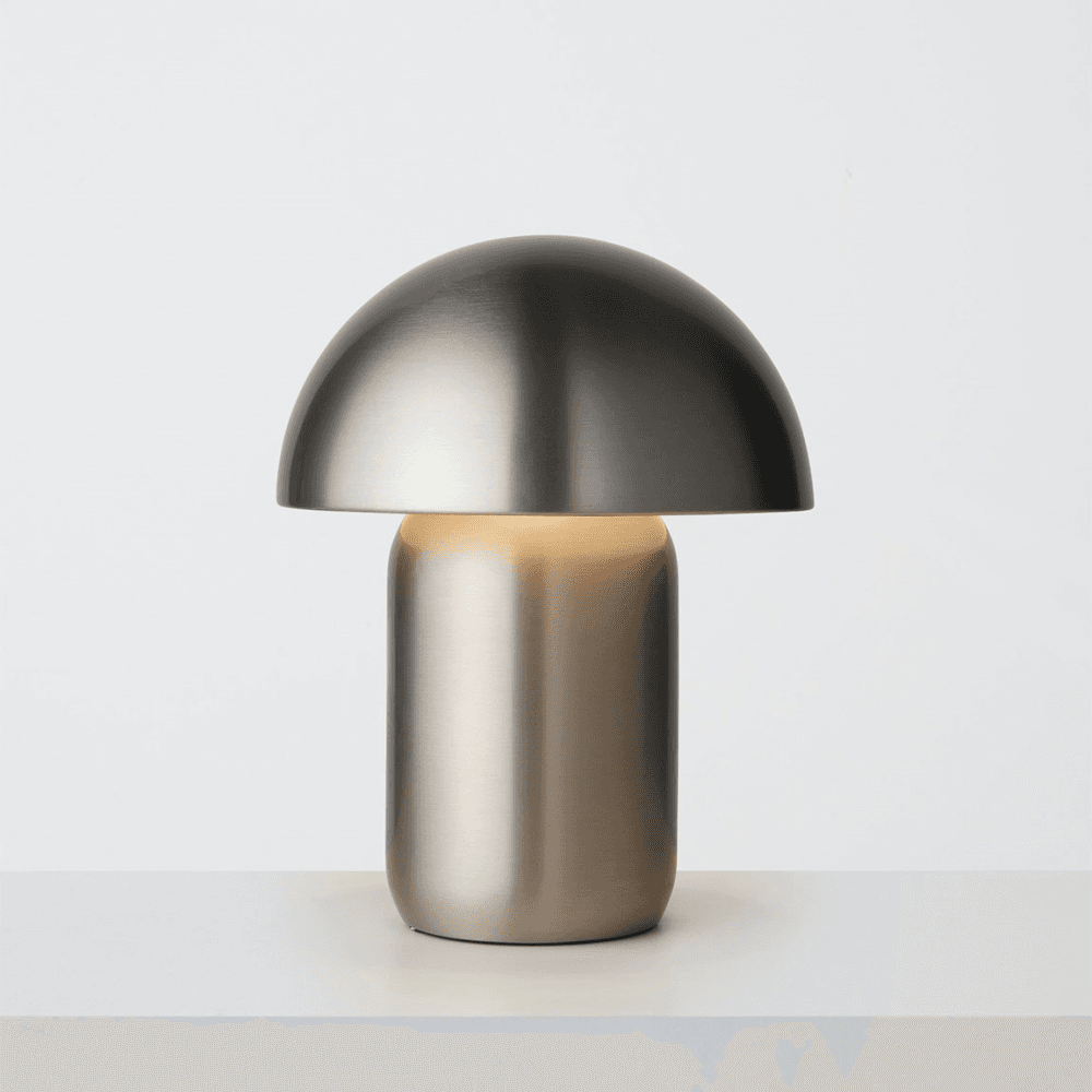 Mushroom Portable Lamp, Brushed Chrome