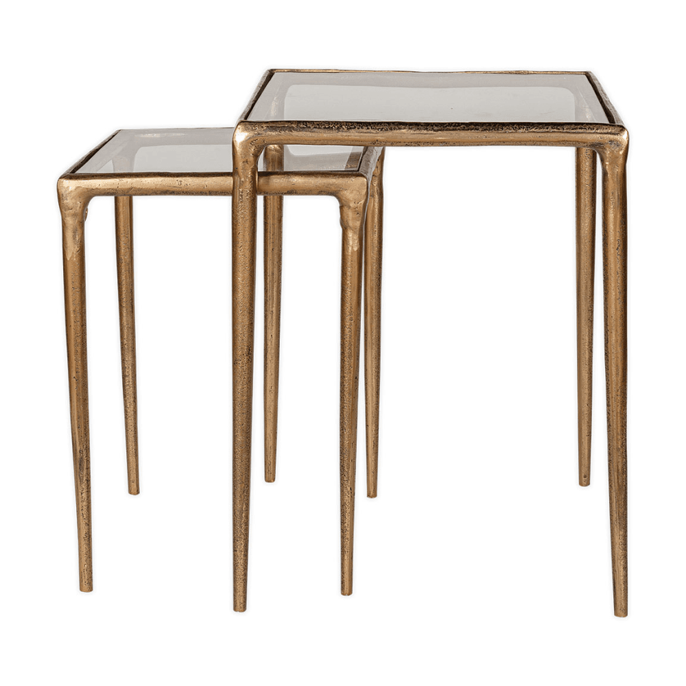 Gilasi Nesting Side Tables, Antique Brass