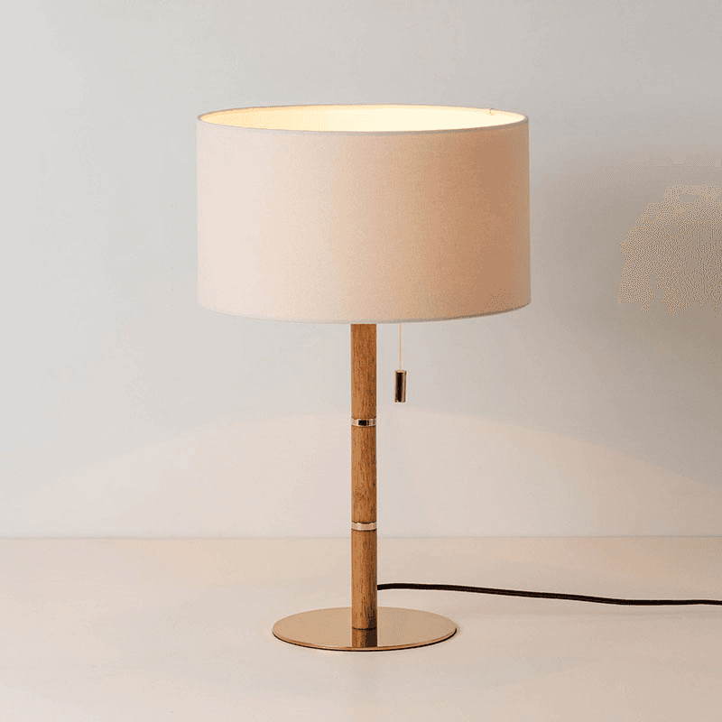 Disk Table Lamp, Brass & Wood