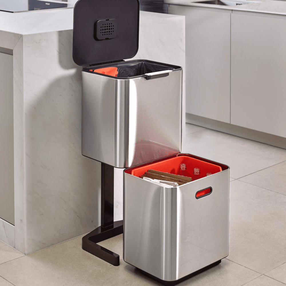 Totem Max Waste separation and recycling bin, Stainless Steel