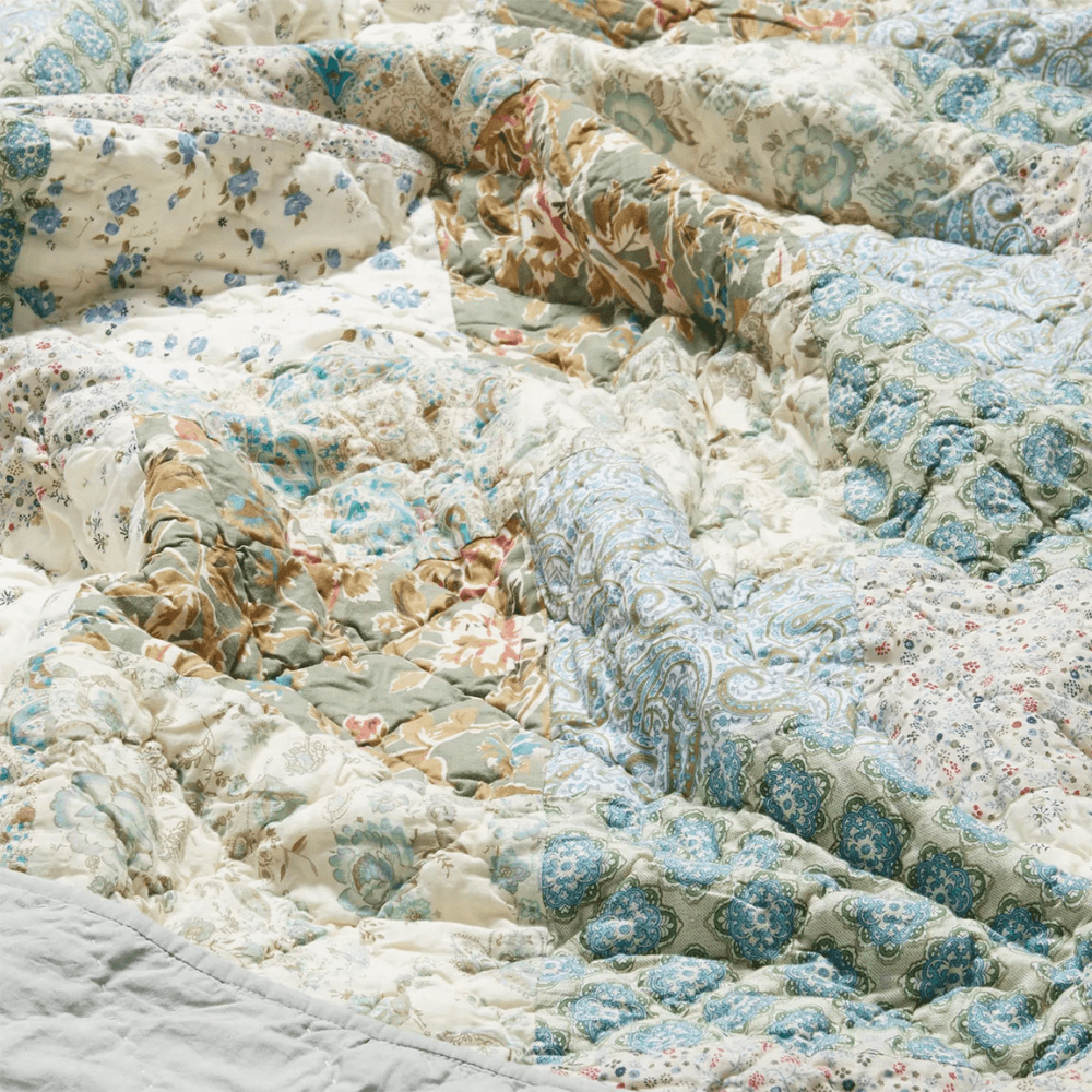 Tilly Patchwork Bedspread, Blue
