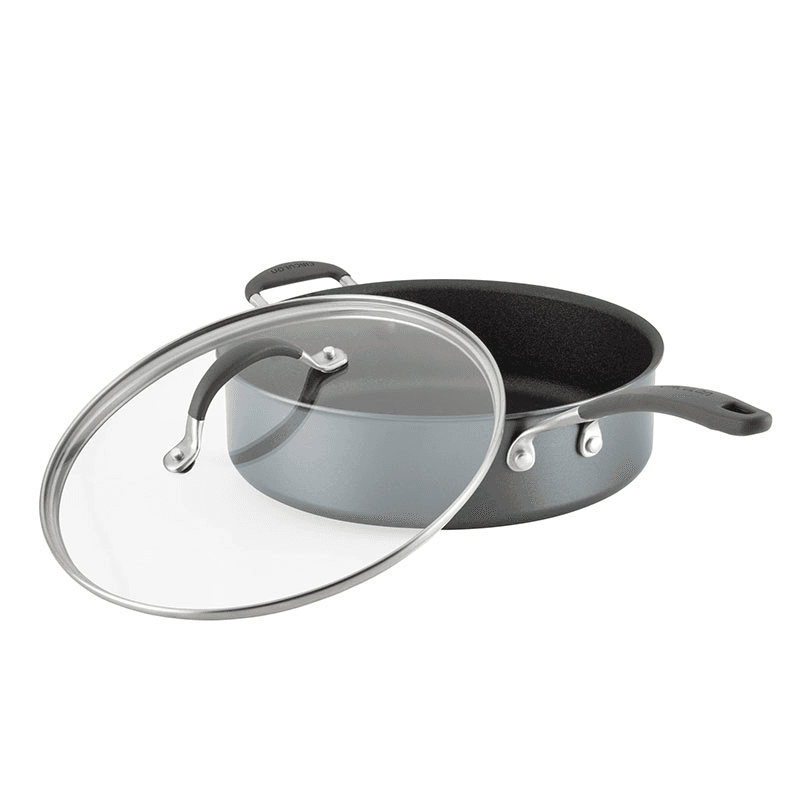A1 ScratchDefense Non-Stick Saute Pan with Lid, Grey
