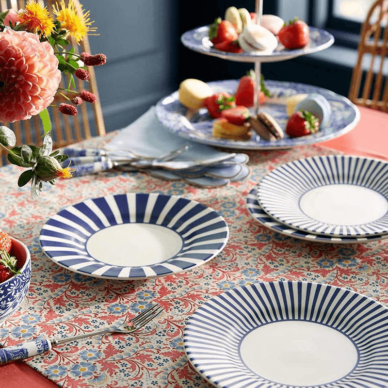 Stecatto Set of 4 Side Plates, White and Blue
