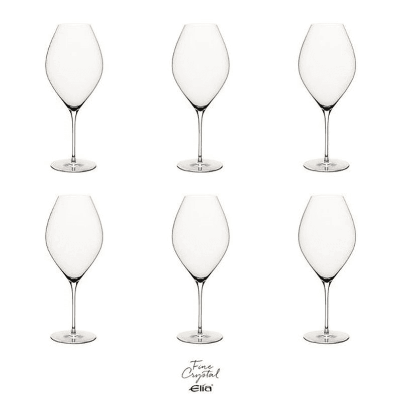 Miravell Set of 6 Crystal Red Wine Glasses, Clear