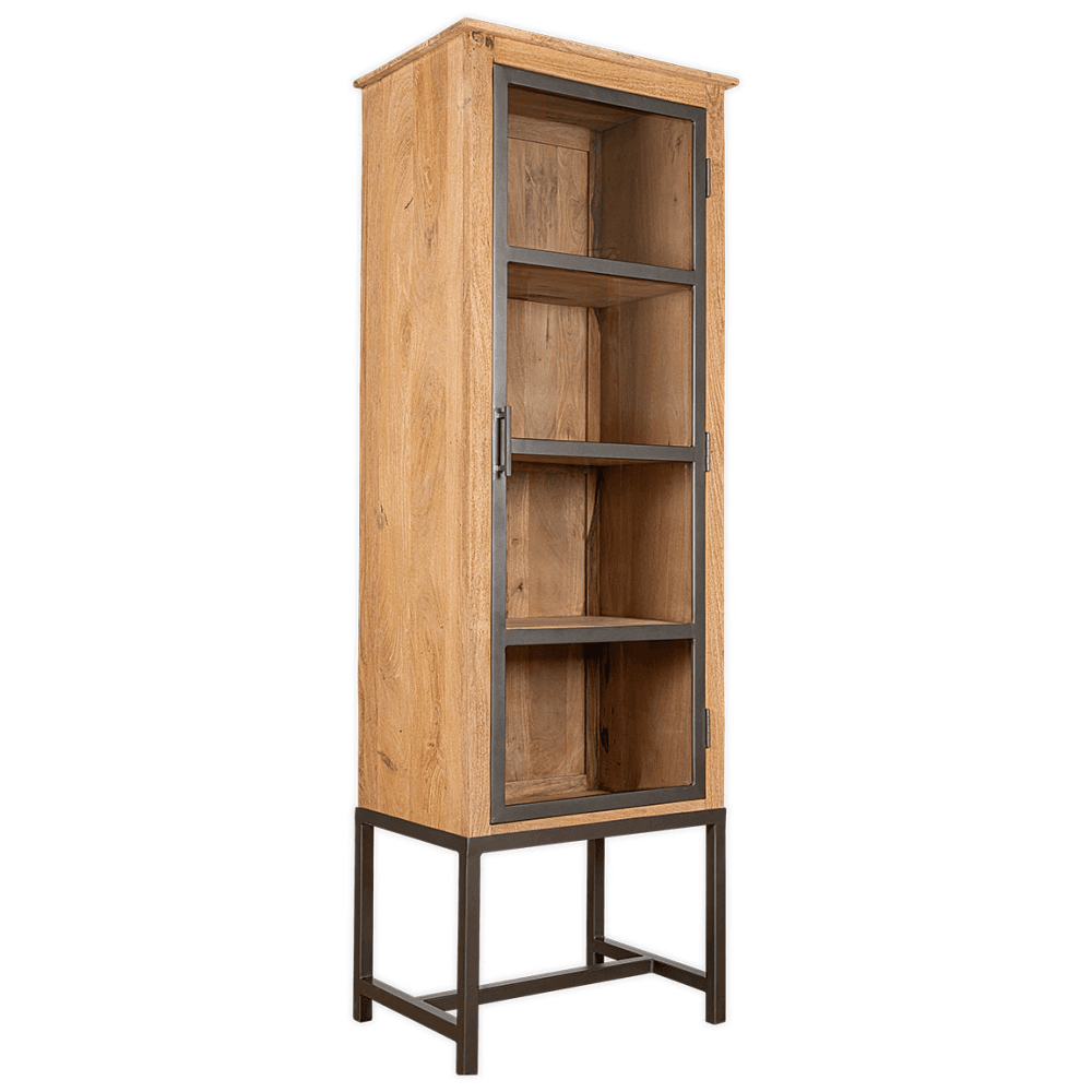 Nivri Mango Wood & Iron Tall Cabinet, Black