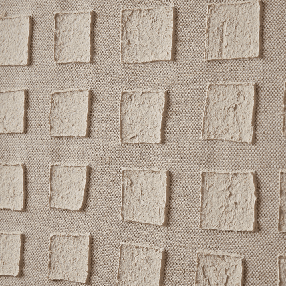 Textured Squares Framed Linen Wall Art, Cream