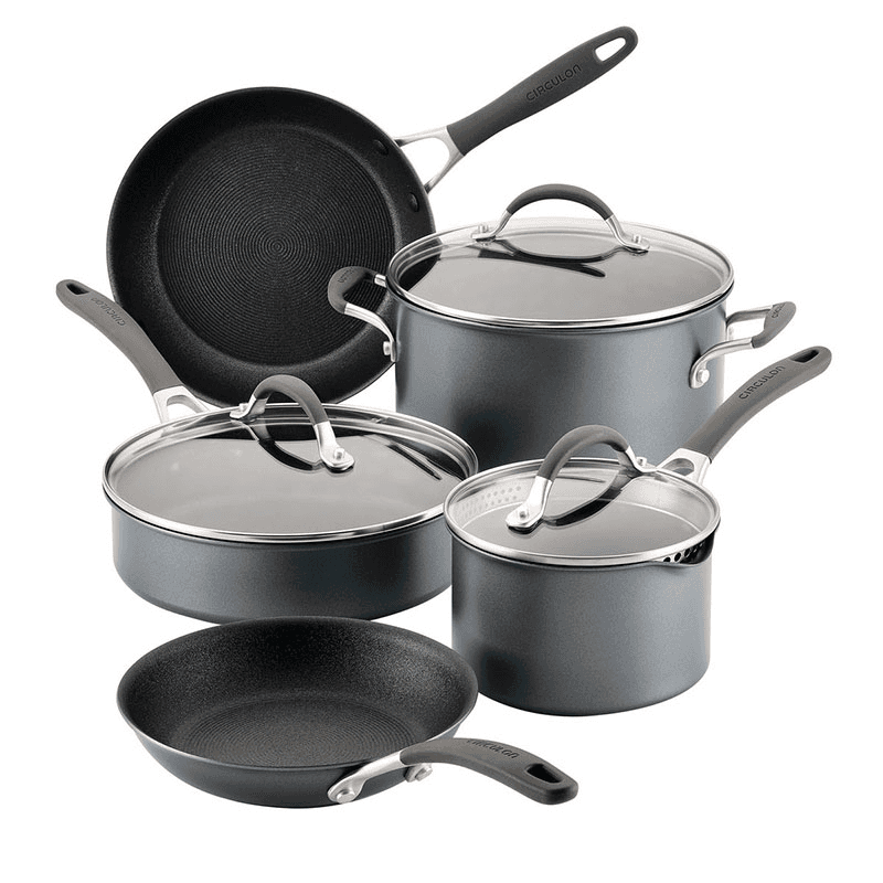 A1 ScratchDefense Extreme Non-Stick Pan Set, Grey