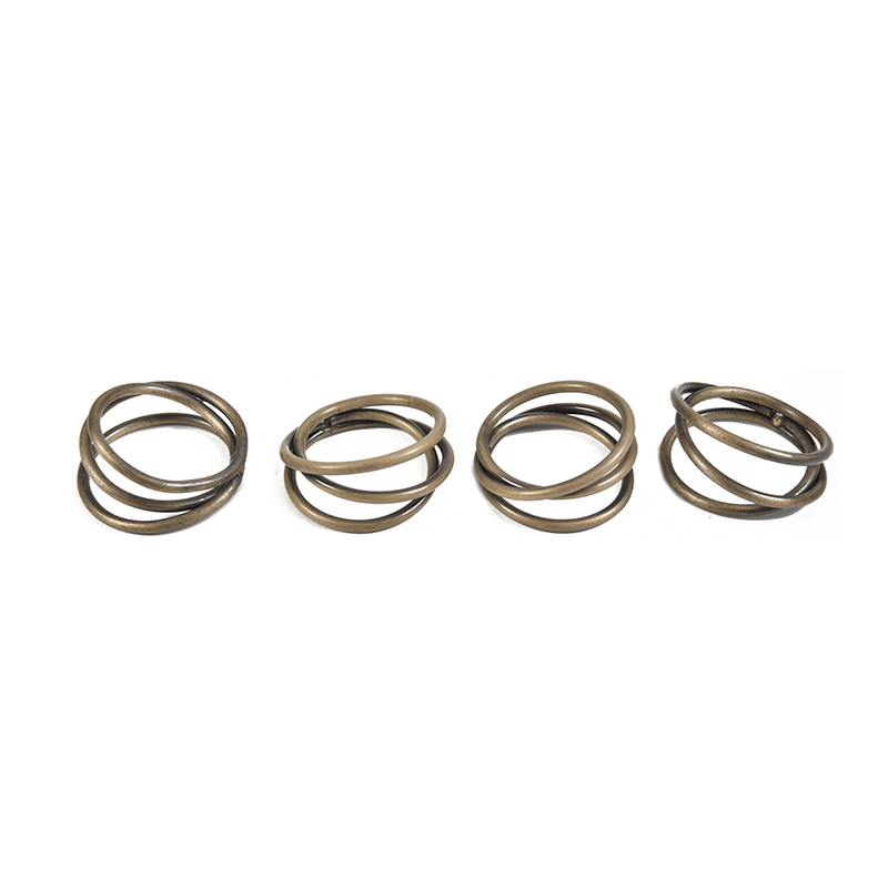 Brompton Set of 4 Napkin Rings, Antique Brass