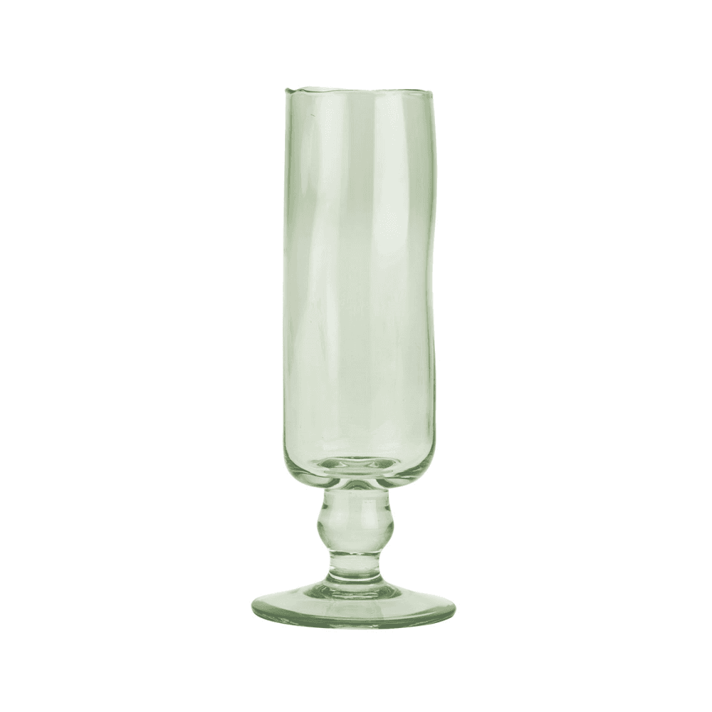 Travellers Rest Set of 4 Champagne Flutes, Green