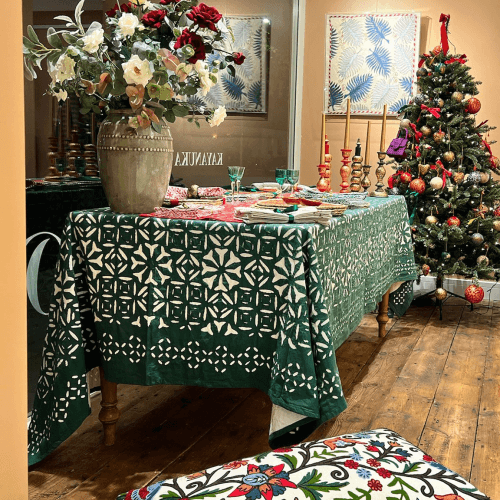 Image showing the Malaika Applique Tablecloth product.