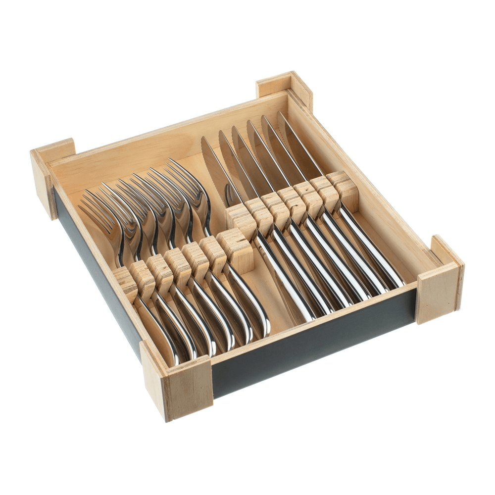 Santol Steak Set in Wooden Giftbox, Mirror Finish