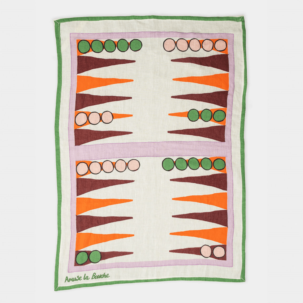 Tea Towel, Burgundy Backgammon