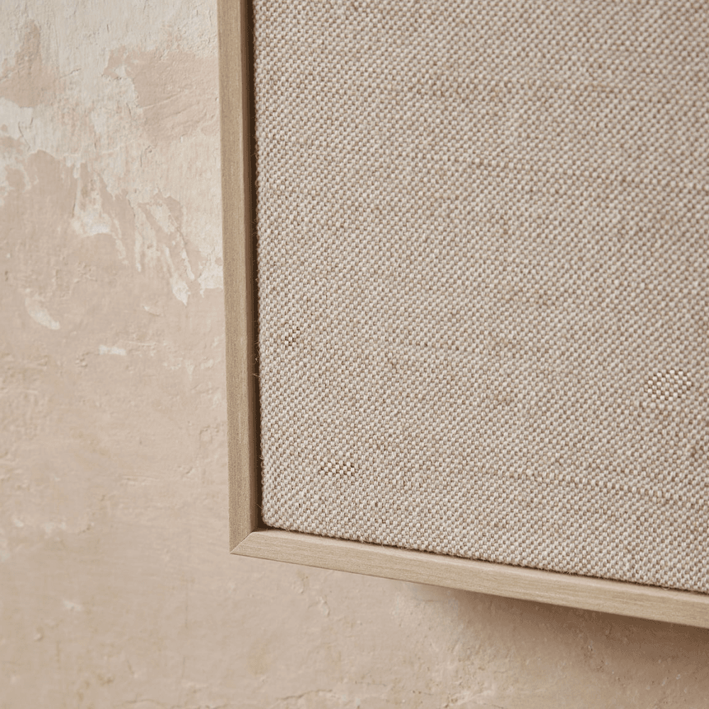 Textured Squares Framed Linen Wall Art, Cream