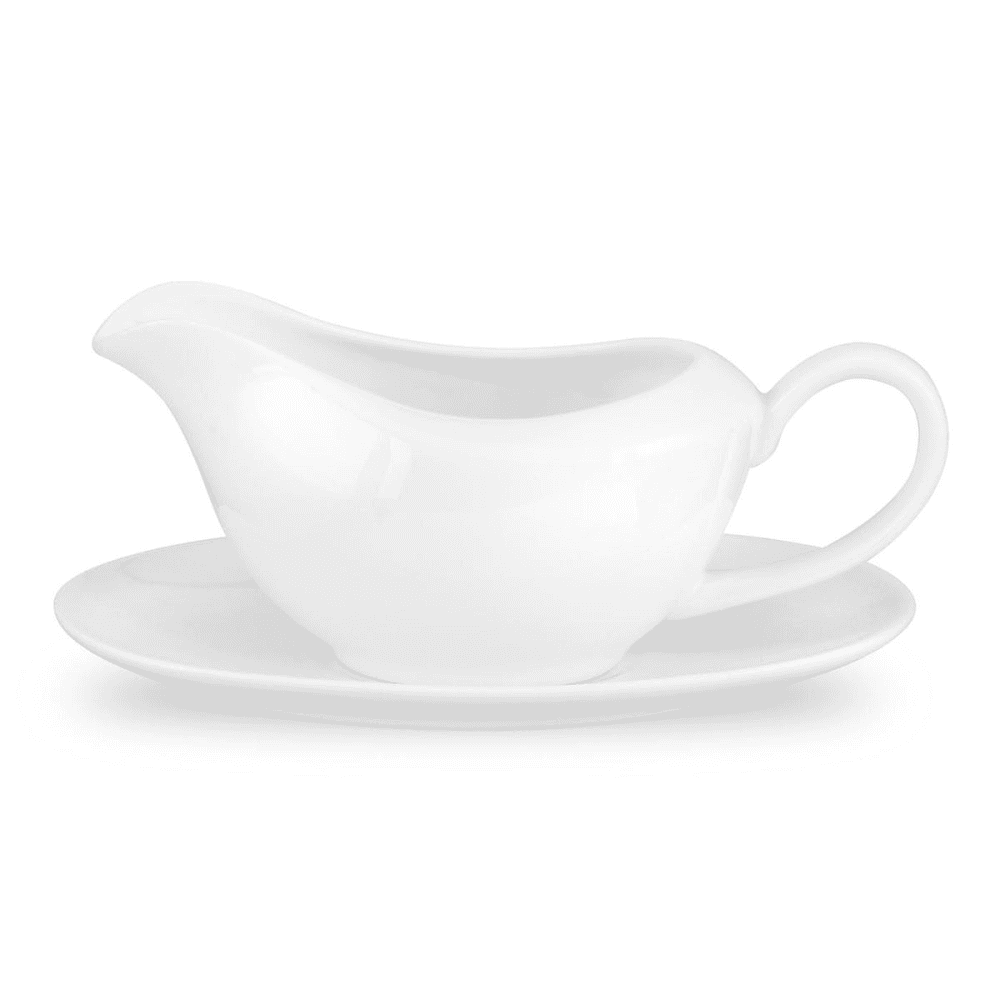 Serendipity Gravy Boat and Stand, White