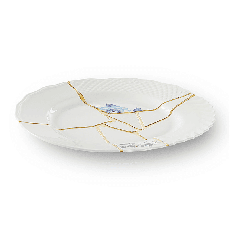 Kintsugi - No3 Dinner plate, white/gold