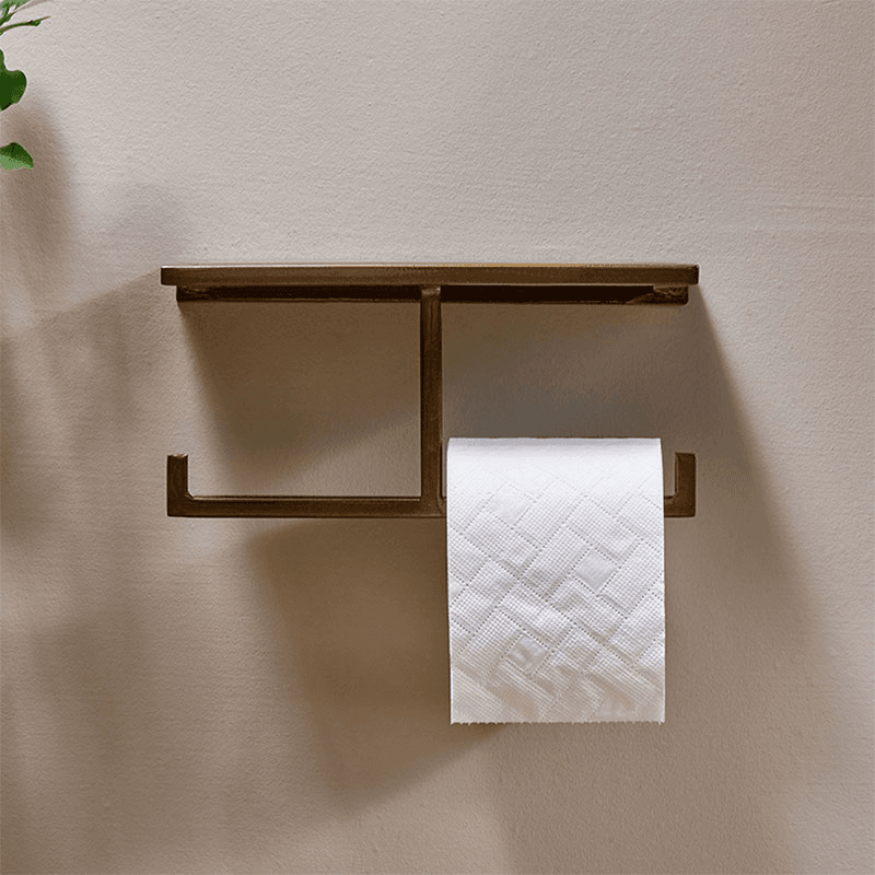Mahi Wall Mounted Toilet Roll Holder, Brass