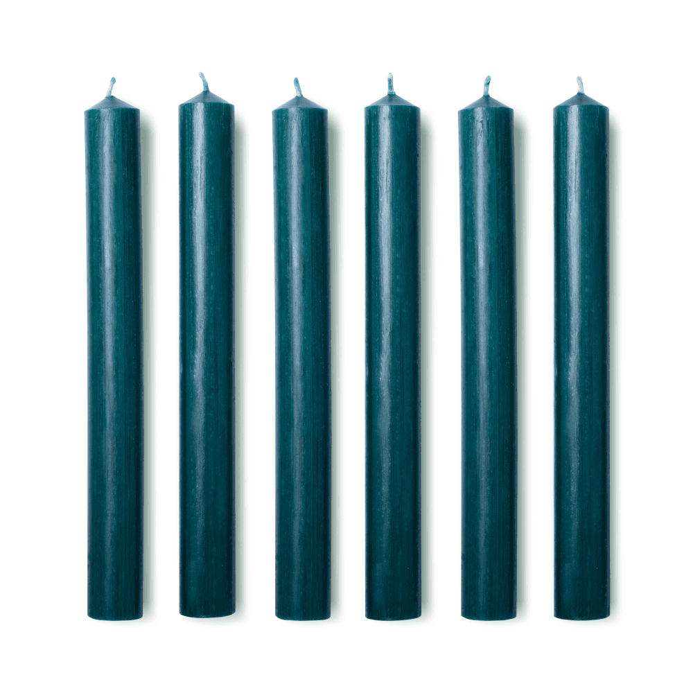 Juniper Set of 6 Dinner Candles, Dark Green