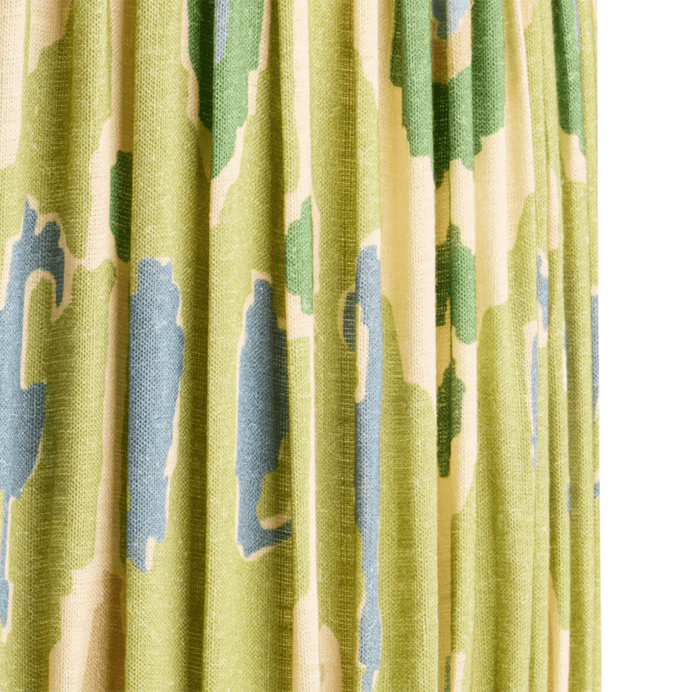 Tapered Drum Gathered Shade, Green & Blue Linen