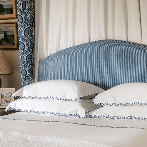 Image showing the Thea Scalloped Pillowcase, Large Square, Denim product.