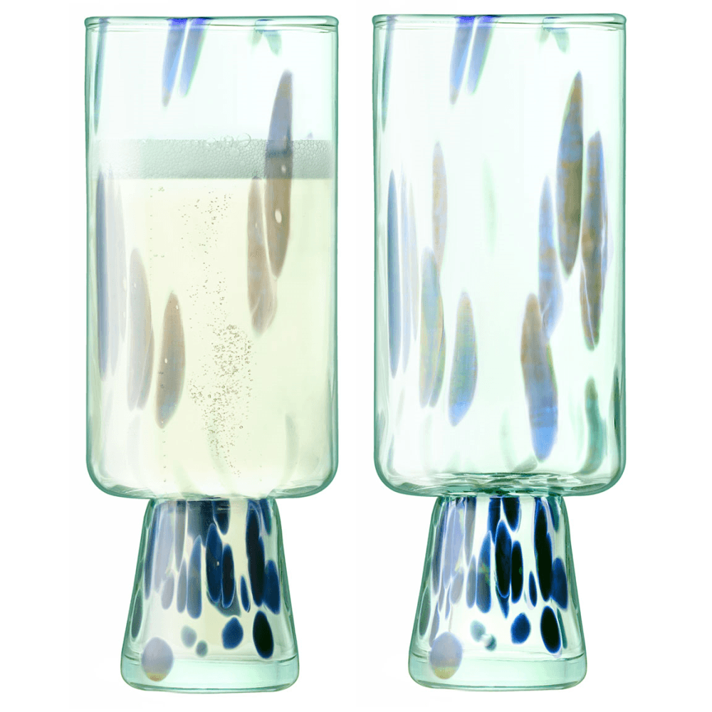 Sea Glass Set of Flute Glasses, Ocean Blue