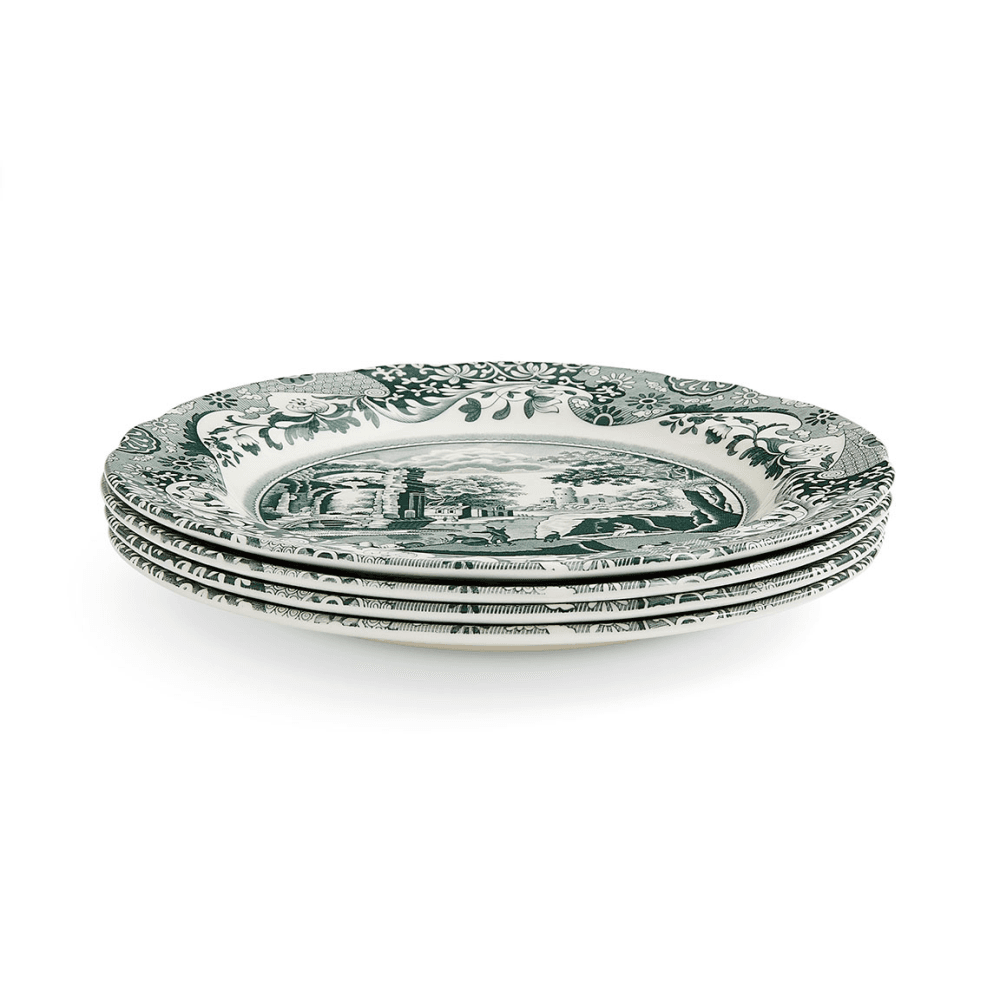 Heritage Italian Set of 4 Dinner Plates, Green