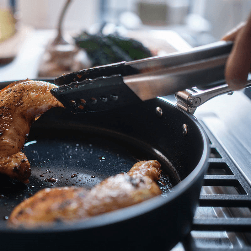 Space Folding Ceramic Non-Stick Saute Pan & Lid, Midnight Blue