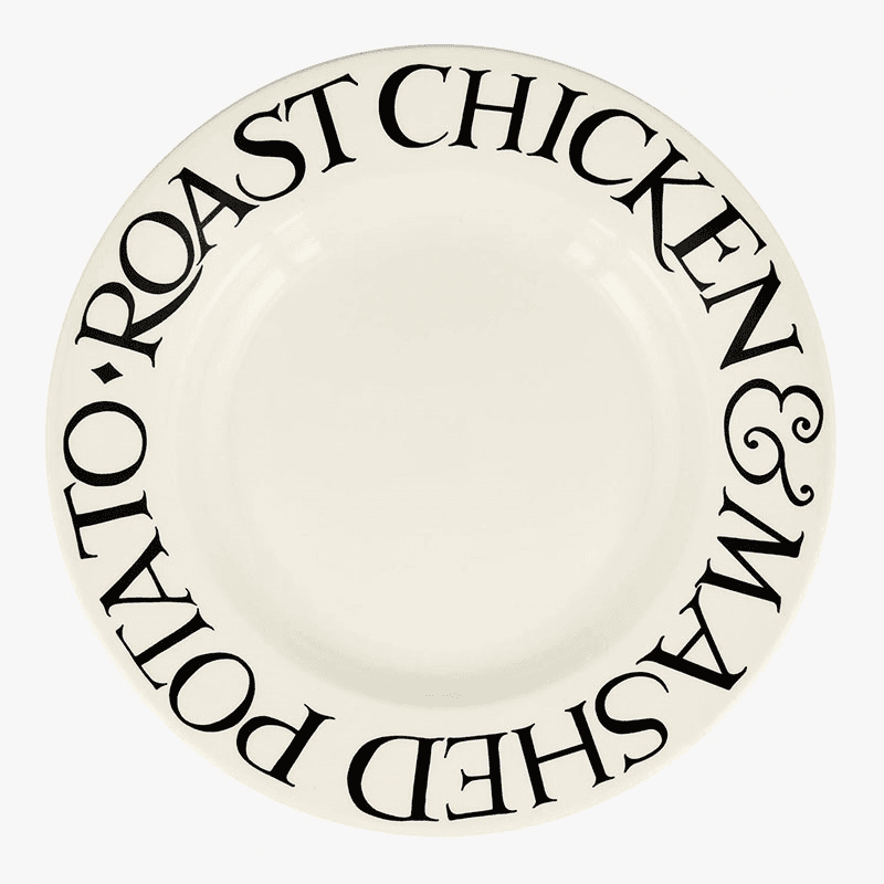 Black Toast Roast Chicken Plate, Cream