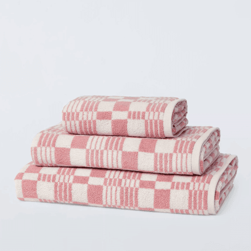 Image showing the Check Towel Bath Towel, Old Rose product.