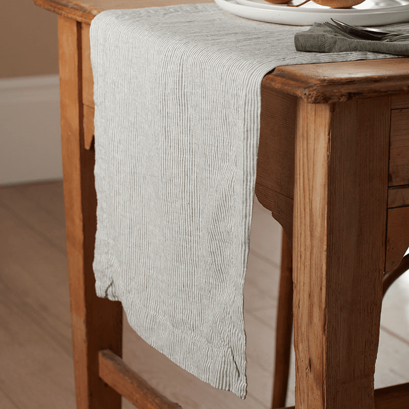 Sid Stripe Table Runner, Olive