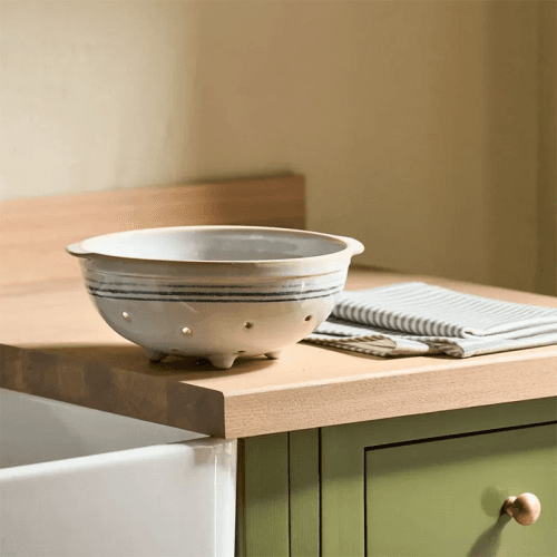 Image showing the Melbury Colander, White/Blue product.