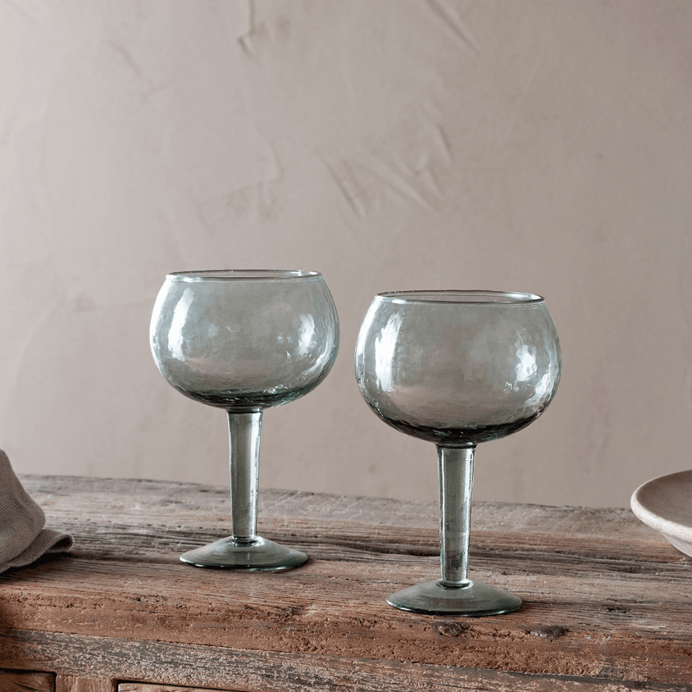Yala Set of 2 Hammered Gin Glass, Sage Green