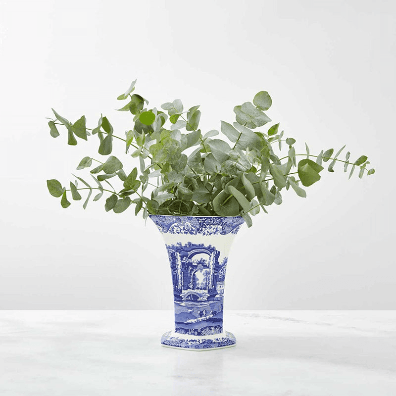 Blue Italian Hexagonal Vase, Blue