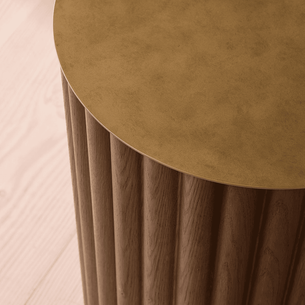Barrel Side Table, Dark Oak