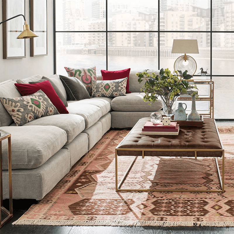Wallace Coffee Table, Aged Hazelnut Leather