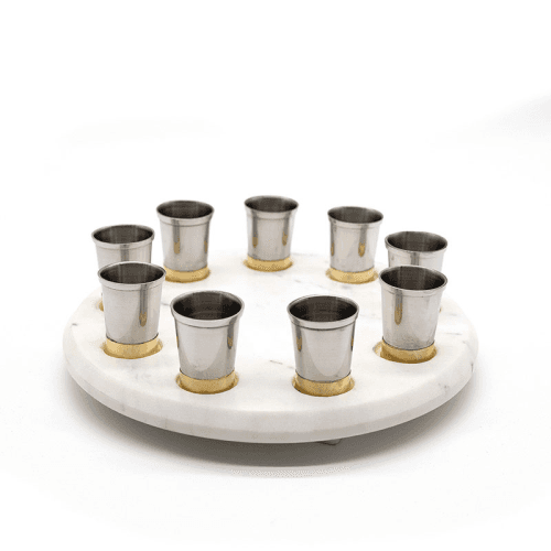 Image showing the Equestrian Shot Glass Holder & Glasses, Silver & Gold product.
