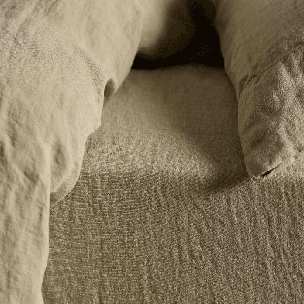 100% Linen Fitted Sheet, Soft Sage