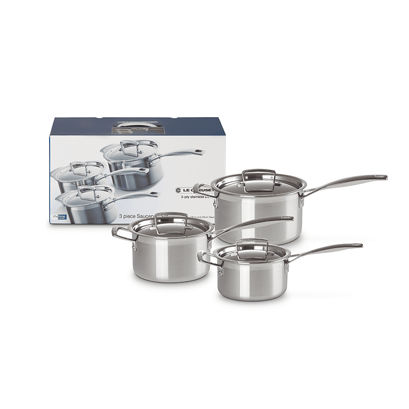 Classic 3-ply 3-Piece Saucepan Set, Stainless Steel